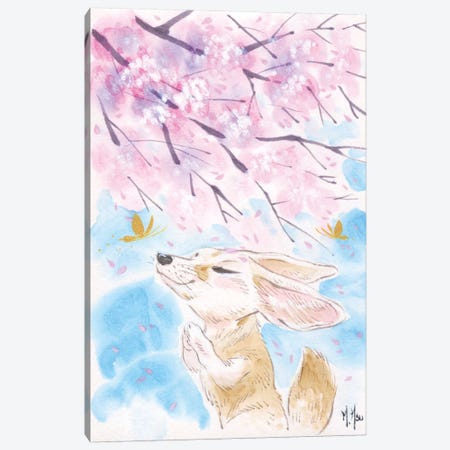 Cherry Blossom Wishes - Fox Canvas Print #MHS19} by Martin Hsu Canvas Print