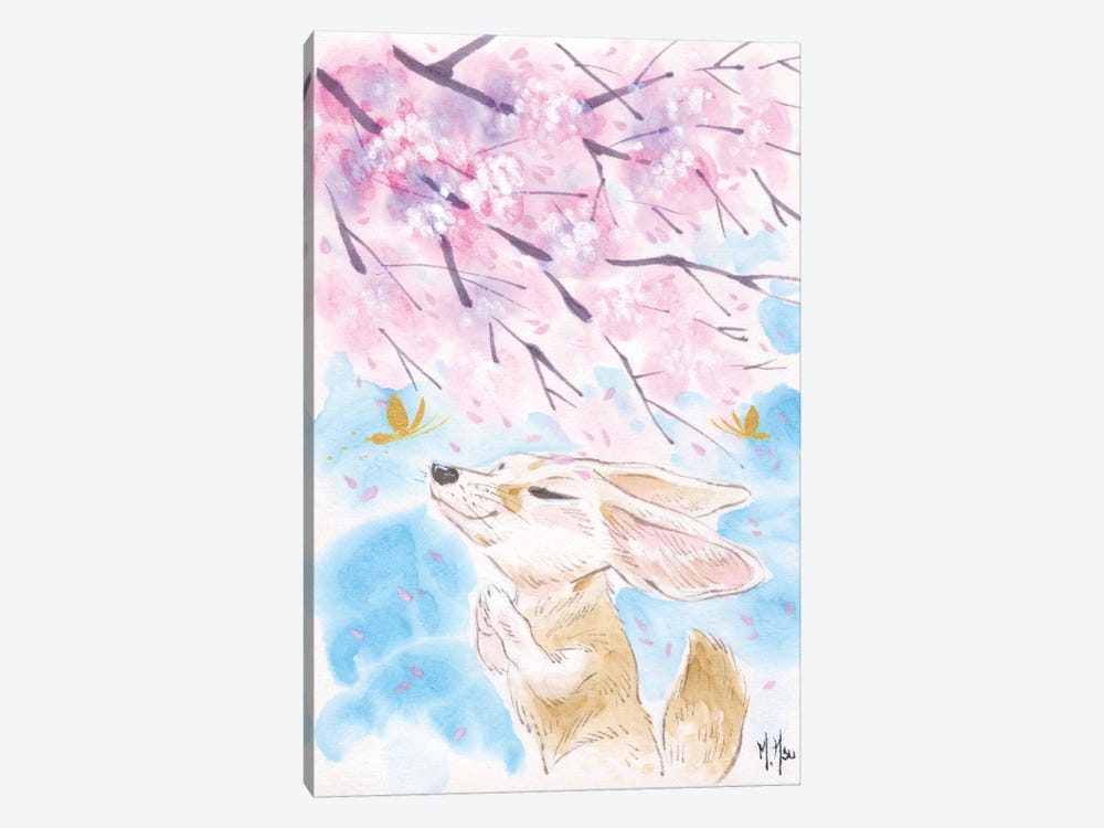 Cherry Blossom Wishes - Fox by Martin Hsu 1-piece Canvas Art Print
