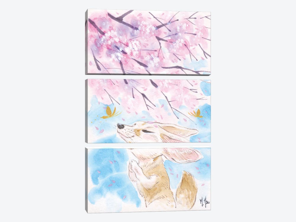 Cherry Blossom Wishes - Fox by Martin Hsu 3-piece Art Print