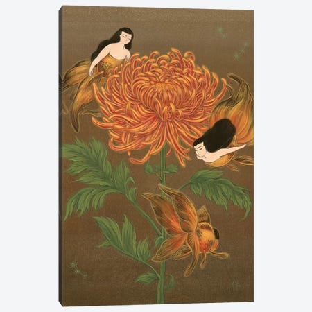 Goldfish Mermaids - Autumn Chrysanthemum Canvas Print #MHS1} by Martin Hsu Canvas Artwork