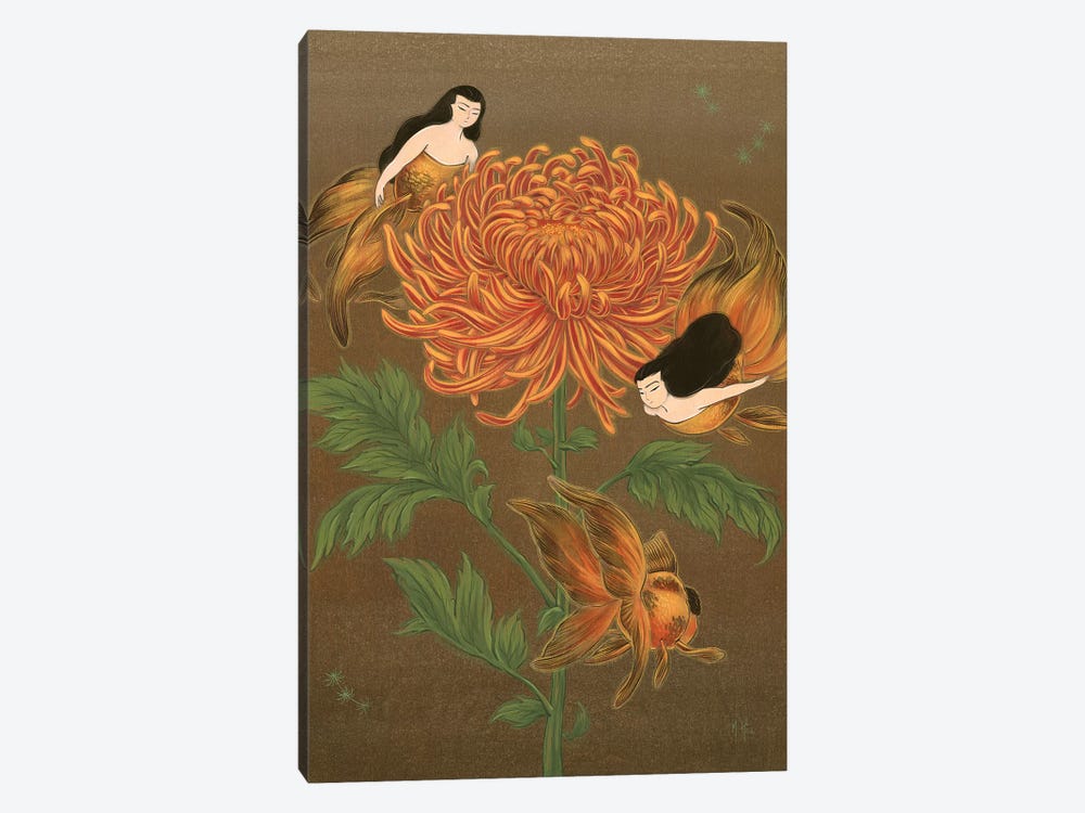 Goldfish Mermaids - Autumn Chrysanthemum by Martin Hsu 1-piece Art Print