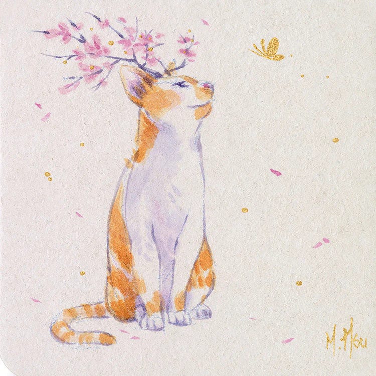 Cherry Blossom Cat by Martin Hsu wall art