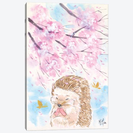 Cherry Blossom Wishes - Hedgehog Canvas Print #MHS21} by Martin Hsu Canvas Artwork