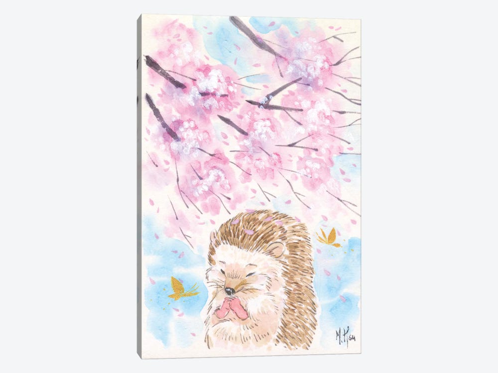 Cherry Blossom Wishes - Hedgehog by Martin Hsu 1-piece Canvas Artwork