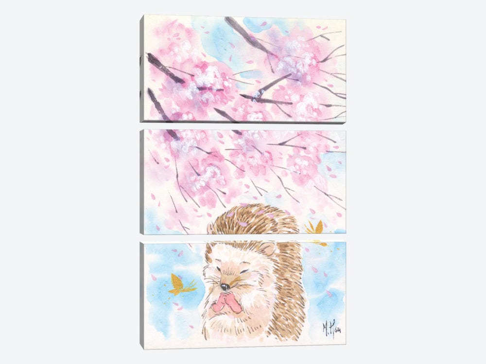 Cherry Blossom Wishes - Hedgehog by Martin Hsu 3-piece Canvas Artwork