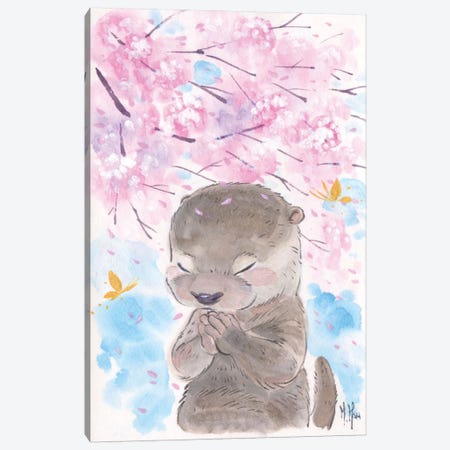 Cherry Blossom Wishes - Otter Canvas Print #MHS22} by Martin Hsu Canvas Wall Art