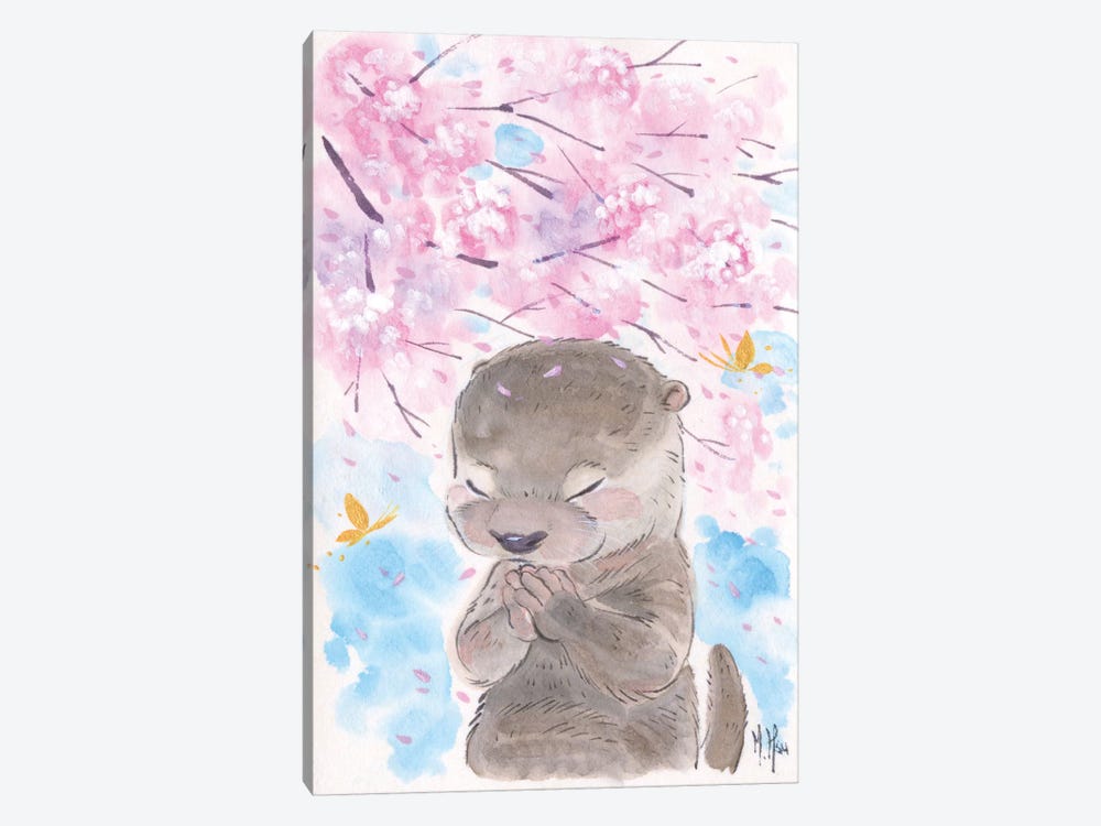Cherry Blossom Wishes - Otter by Martin Hsu 1-piece Canvas Print