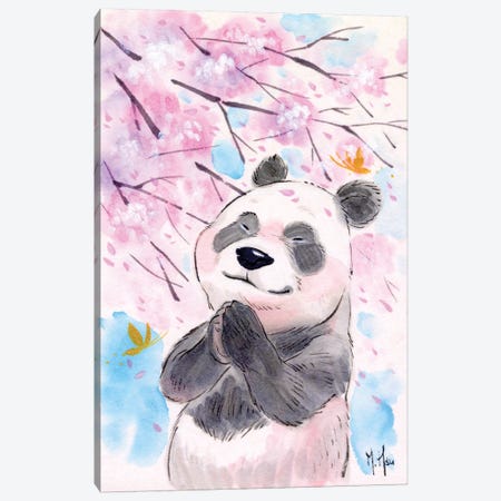 Cherry Blossom Wishes - Panda Canvas Print #MHS23} by Martin Hsu Canvas Art