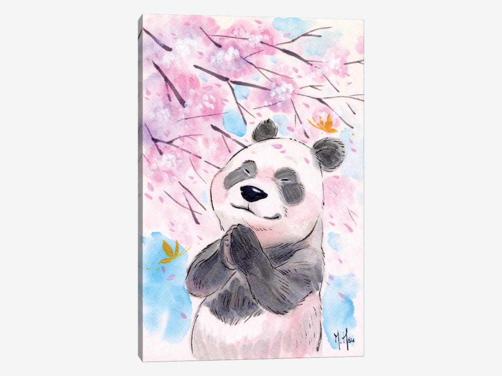 Cherry Blossom Wishes - Panda by Martin Hsu 1-piece Canvas Art