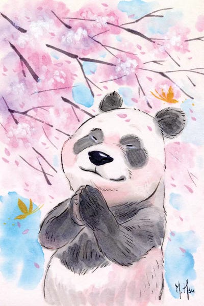 Martin Hsu: Cherry Blossom Wishes - Panda by Martin Hsu