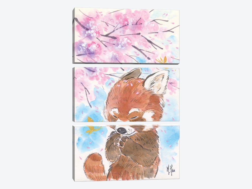 Cherry Blossom Wishes - Red Panda by Martin Hsu 3-piece Art Print