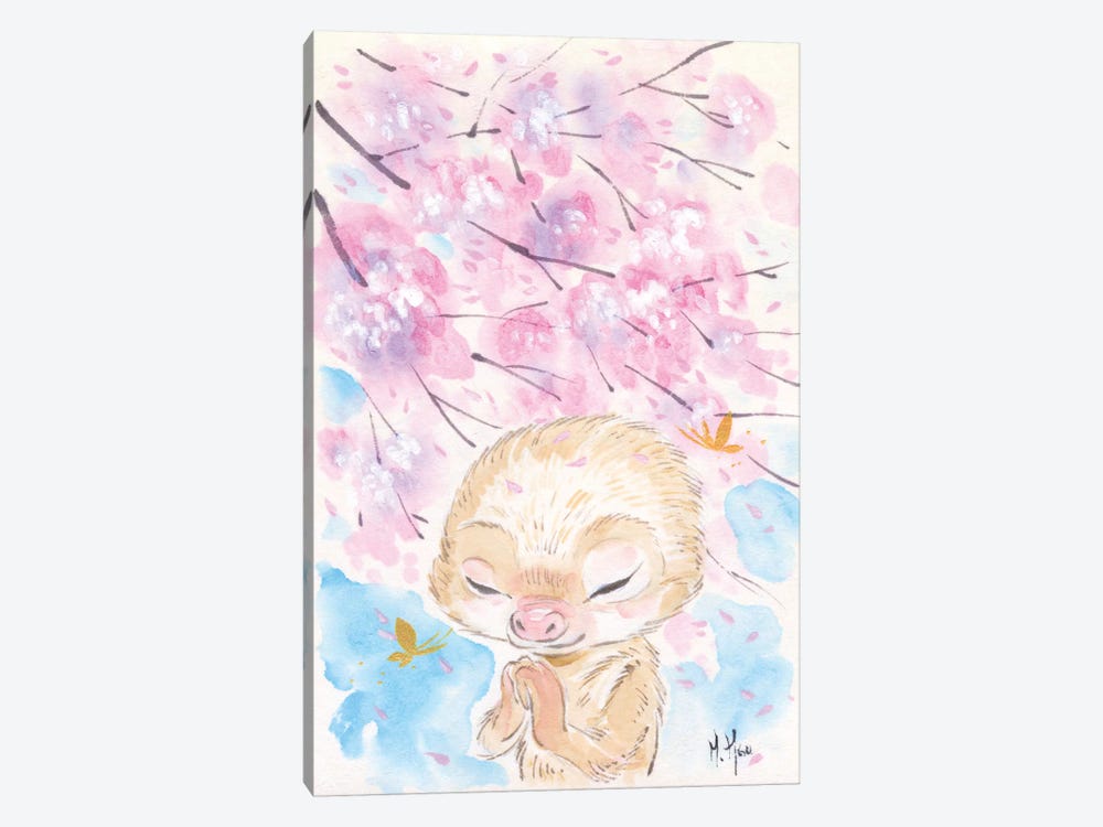 Cherry Blossom Wishes - Sloth by Martin Hsu 1-piece Canvas Art