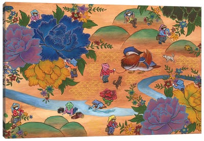 Peony - Mandarin Duck Canvas Art Print - Martin Hsu