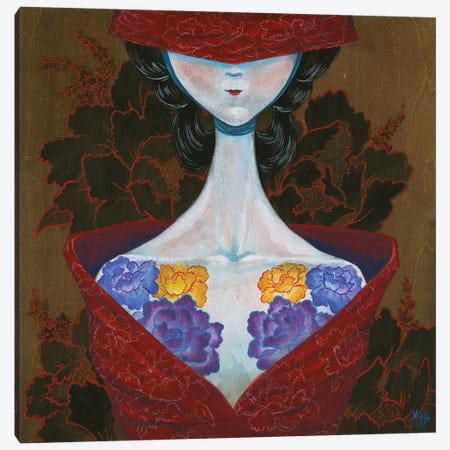 Peony Lady - Thinker Canvas Print #MHS34} by Martin Hsu Canvas Wall Art