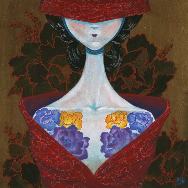 Martin Hsu: Peony Lady - Thinker by Martin Hsu