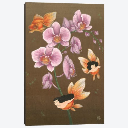 Goldfish Mermaids - Spring Orchids Canvas Print #MHS3} by Martin Hsu Canvas Wall Art