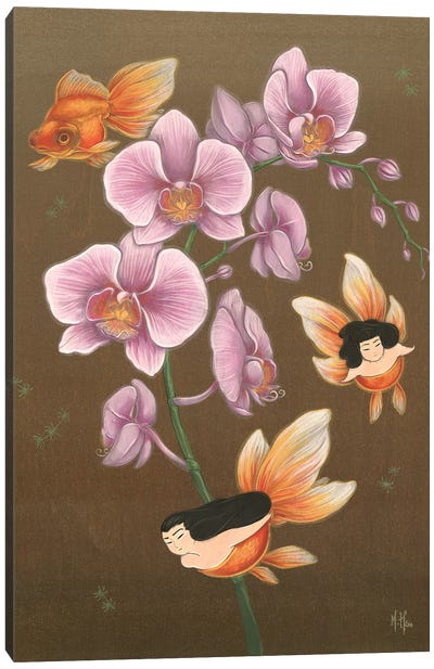 Goldfish Mermaids - Spring Orchids Canvas Art Print - Martin Hsu