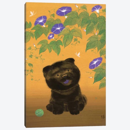 Chow and Morning Glories Canvas Print #MHS40} by Martin Hsu Canvas Artwork