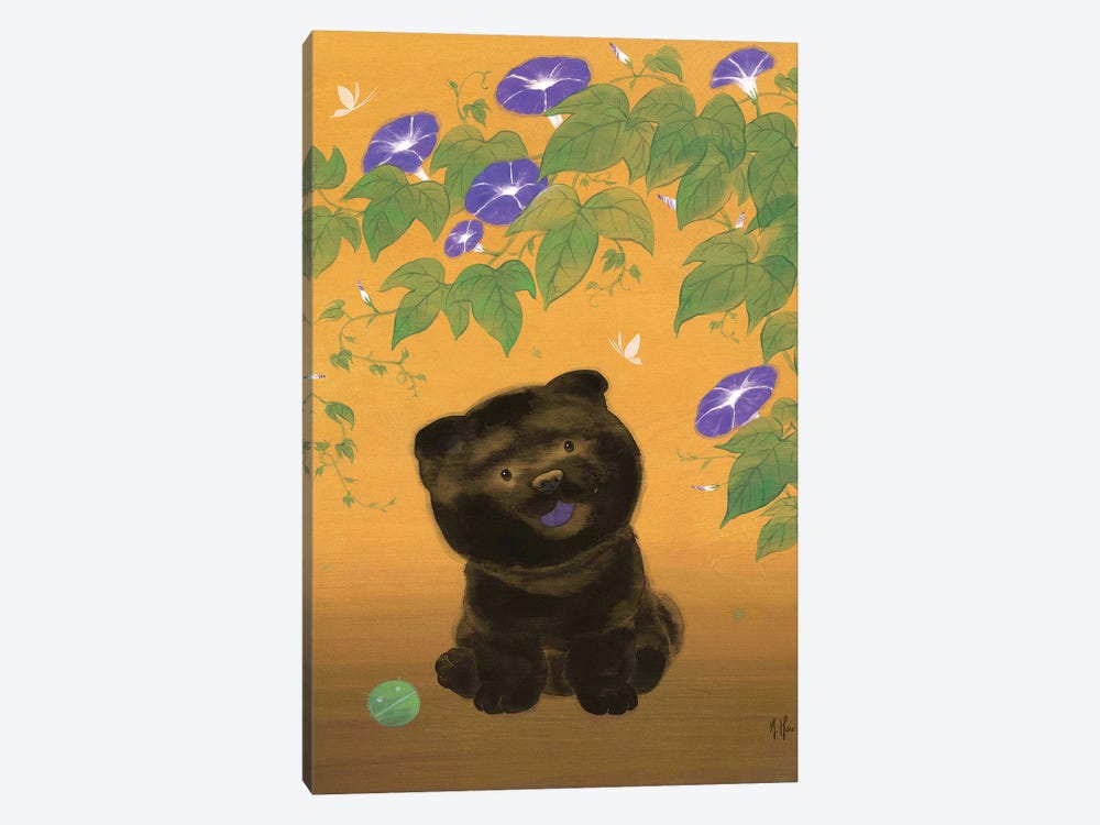 Chow and Morning Glories by Martin Hsu 1-piece Canvas Art Print