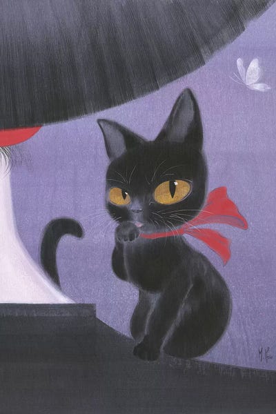 Girl and Black Cat  by Martin Hsu canvas print