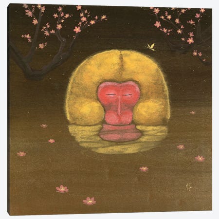 Monkey and Plum Blossoms Canvas Print #MHS44} by Martin Hsu Canvas Print