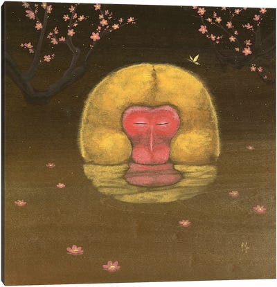 Monkey and Plum Blossoms Canvas Art Print - Martin Hsu