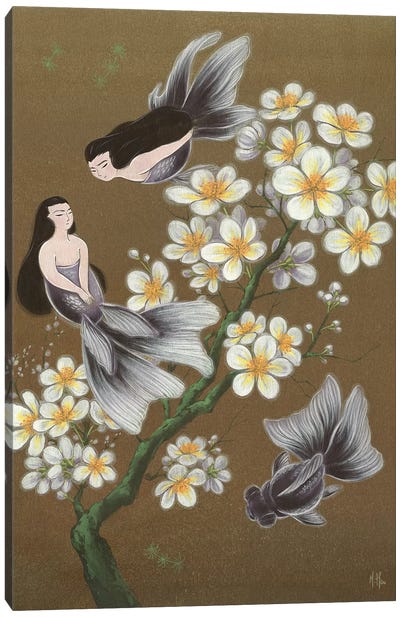 Goldfish Mermaids - Winter Plum Blossoms Canvas Art Print - Land of the Rising Sun