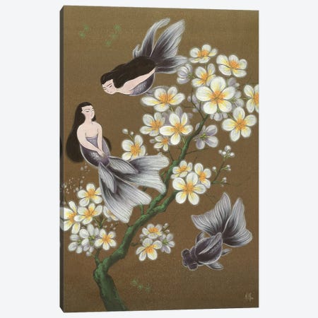 Goldfish Mermaids - Winter Plum Blossoms Canvas Print #MHS4} by Martin Hsu Canvas Art Print