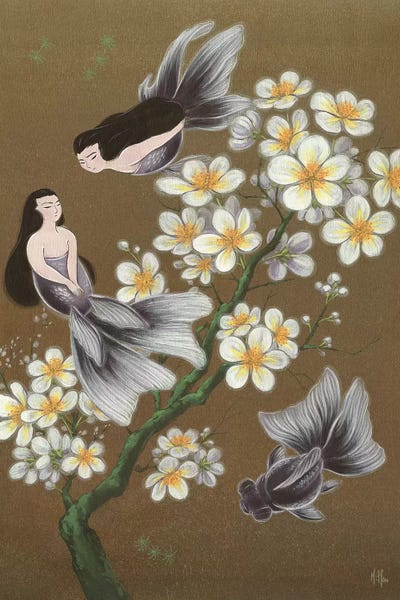 Martin Hsu: Goldfish Mermaids - Winter Plum Blossoms by Martin Hsu