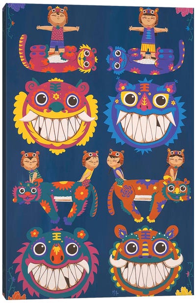 Tigers - Happiness Canvas Art Print - Martin Hsu
