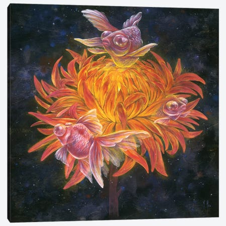 Goldfish Sun Canvas Print #MHS76} by Martin Hsu Canvas Wall Art