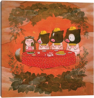 Three Pigs Canvas Art Print - Martin Hsu