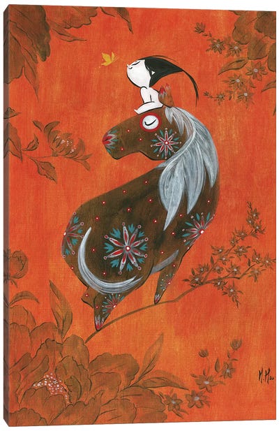 Girl and Horse Canvas Art Print - Chinese Culture