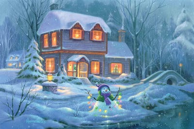 Snowy Bright Night by Michael Humphries canvas print