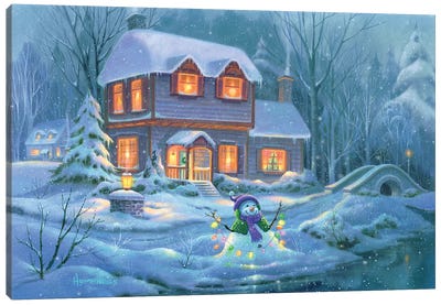Snowy Bright Night Canvas Art Print - Michael Humphries