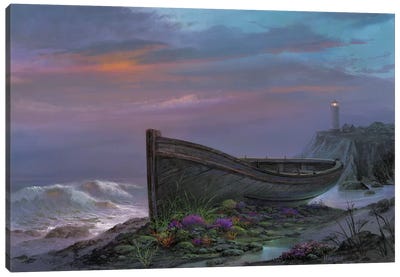 Surfside Garden Canvas Art Print - Rowboat Art