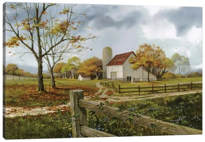 Autumn Barn Canvas Art Print - Countryside Art