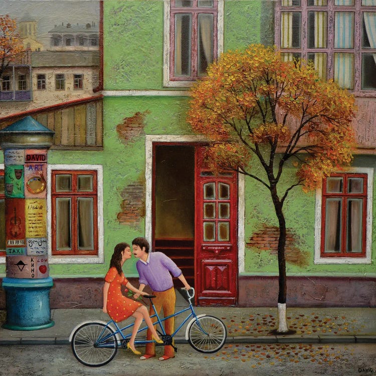 Blue Bicycle With Autumn Kisses