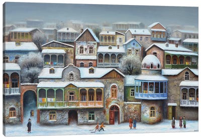 Old Tbilisi Winter Canvas Art Print - David Martiashvili