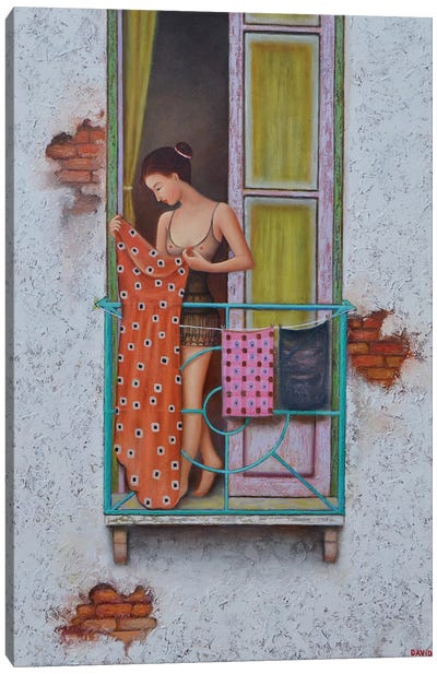 Beauty On The Balcony Canvas Art Print - David Martiashvili
