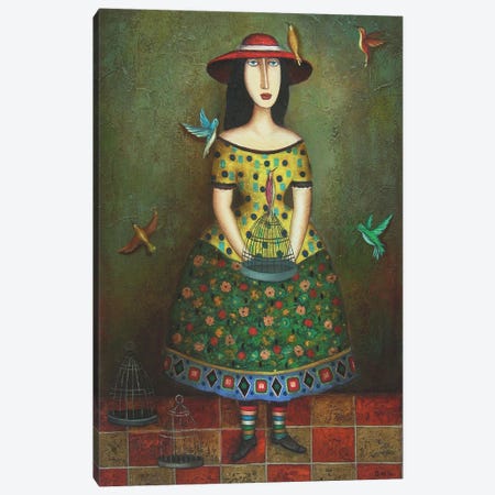 Girl With Birds Canvas Print #MHV61} by David Martiashvili Canvas Print