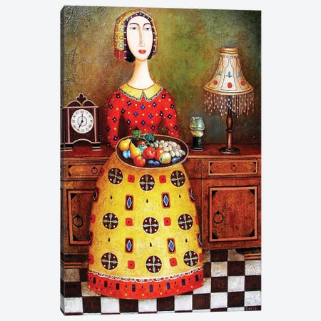 Lady With fruit Canvas Print #MHV66} by David Martiashvili Canvas Art