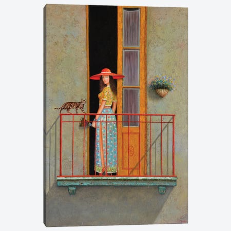 Girl On The Balcony Canvas Print #MHV8} by David Martiashvili Art Print