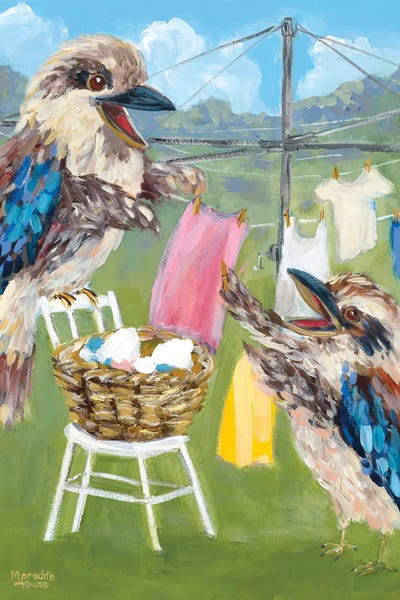 Meredith Howse - Unframed Prints: Kookaburra Clothesline by Meredith Howse