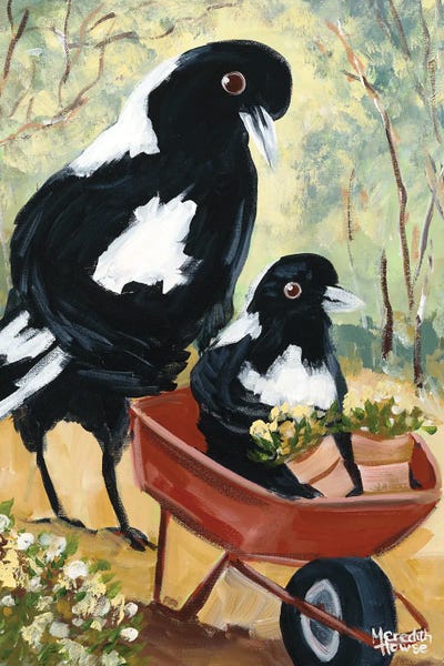 Meredith Howse - Unframed Prints: Magpie Garden by Meredith Howse