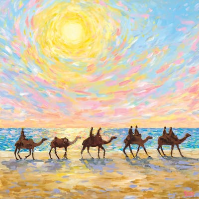 Meredith Howse - Unframed Prints: Mindil Beach Sunset Camels by Meredith Howse