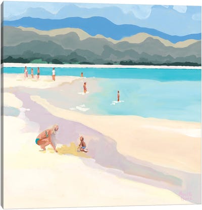 Mother And Child At Lanakai Beach Canvas Art Print - Meredith Howse
