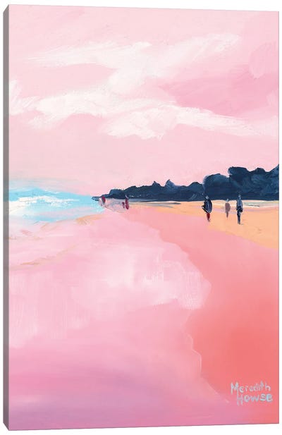 Sunshine Beach In Pink Canvas Art Print - Meredith Howse
