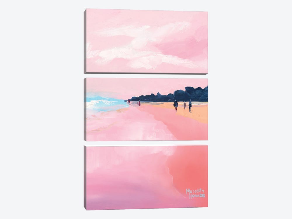 Sunshine Beach In Pink by Meredith Howse 3-piece Canvas Wall Art