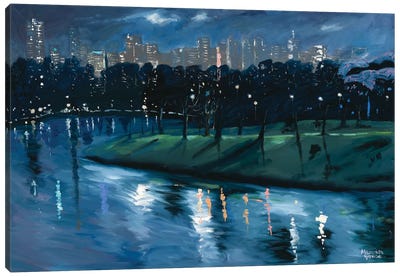 Yarra By Night Canvas Art Print - Meredith Howse